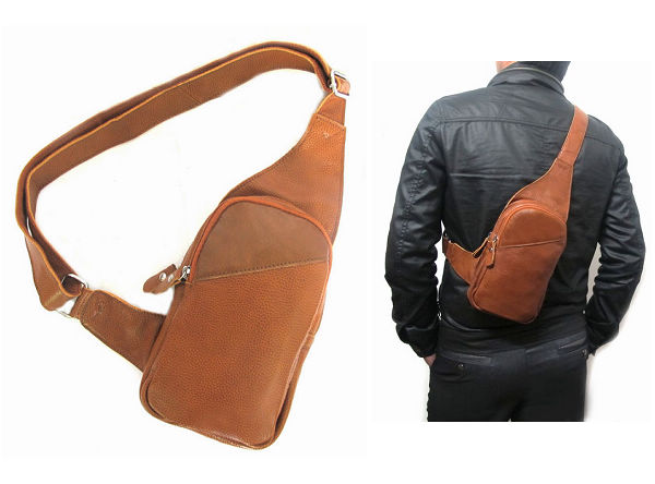 遊び・旅行にも!軽便型!牛皮リュックサック・ボディバッグ!茶色
