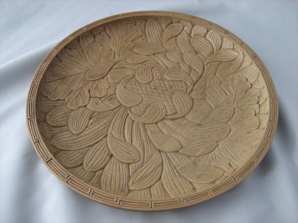 鎌倉彫り　盆　菓子盆　＜珍品＞