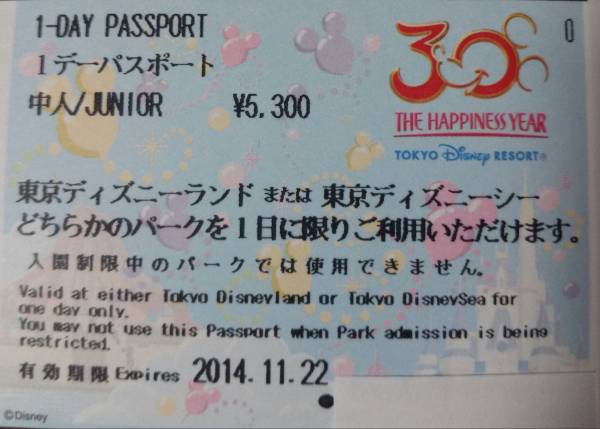 ［中人］東京ディズニーランド/シー 共通券1デーパスポート_1