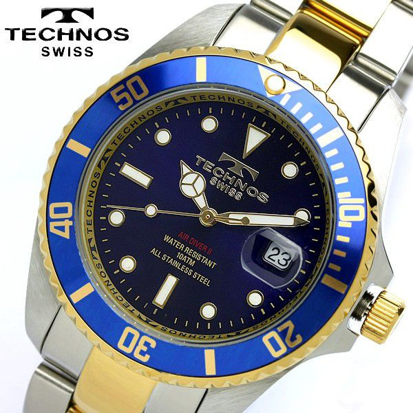 新品定価3.5万円TECHNOSテクノス100M防水腕時計GMTマスターtype_1