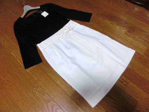 今期新品　ストロベリーフィールズ　切替リボン　ワンピース紺白