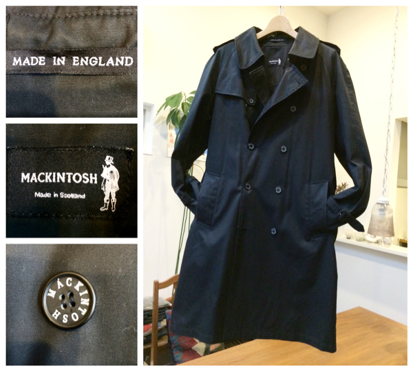 美USED マッキントッシュ ダブル トレンチコート 黒 38