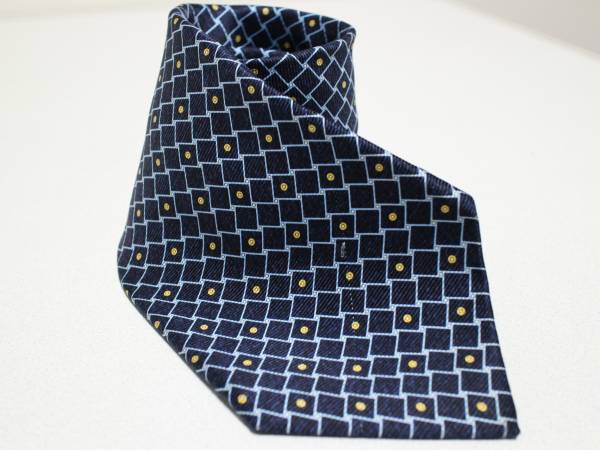 1円～【ブルガリ本物】ネクタイ/ネイビー/C975③