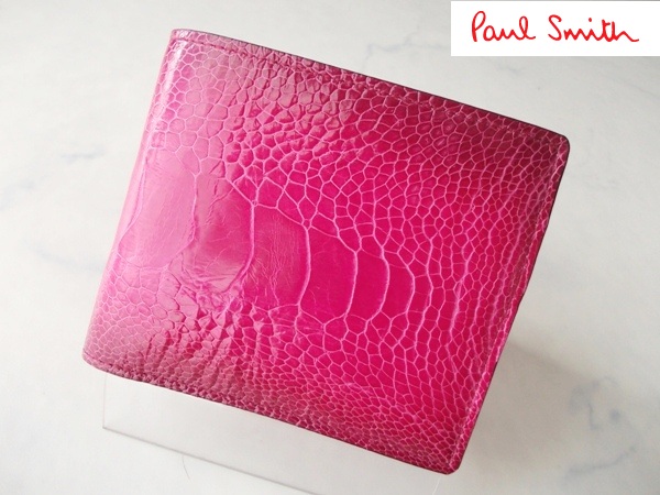 新品♪ポールスミス　オーストリッチ　牛革財布★ピンク　PS5033