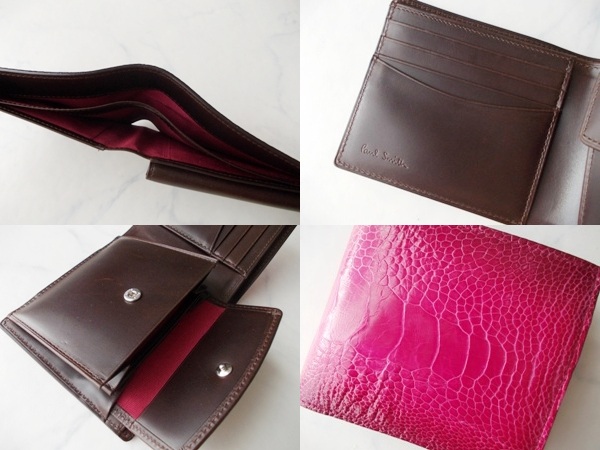 新品♪ポールスミス　オーストリッチ　牛革財布★ピンク　PS5033