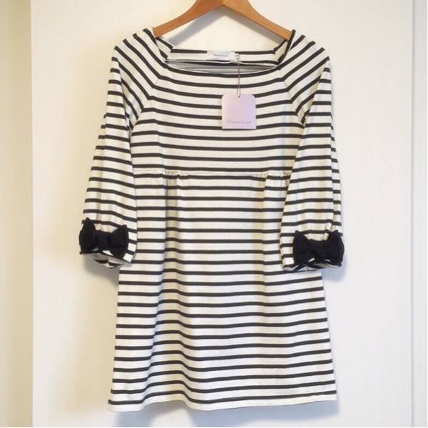 新品 クチュールブローチ ボーダー ワンピース リボン 40