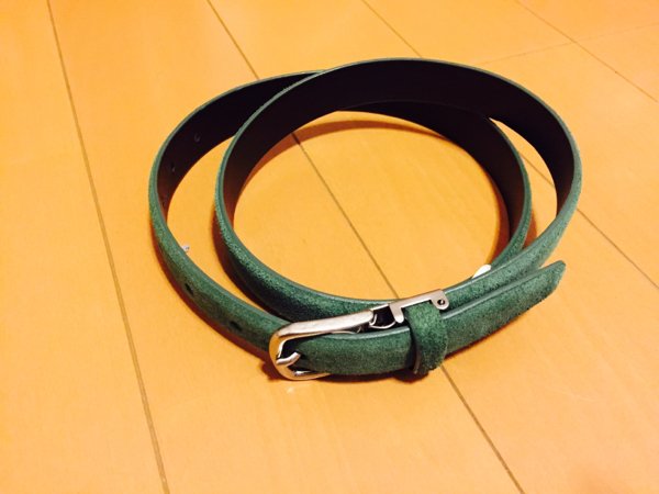 14aw コムデギャルソンオムプリュス 深緑 ベルト 牛革