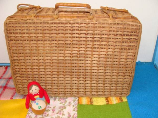 クウネル レトロ 籐 かご バスケット ピクニック ラタンあめ色　_1
