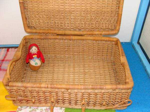 クウネル レトロ 籐 かご バスケット ピクニック ラタンあめ色　_3