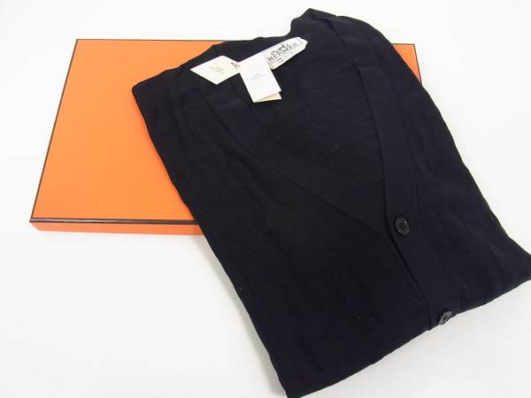■■エルメス★新品ＨロゴシルクカーディガンＬ お箱付き■■