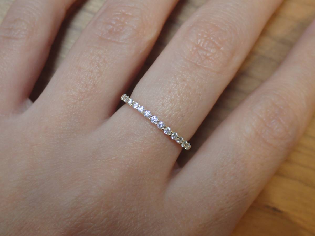 アガット K18 0.17ct エタニティ ダイヤモンド リング agete ハーフ 