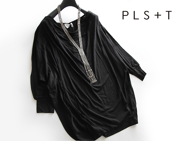 セオリーPLSTプラステ■リラクシードレープドルマンカットソー黒