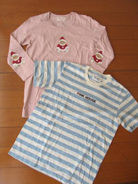 新品同様ピンクハウス ボーダーTシャツ ７分袖サンタTシャツ 2枚