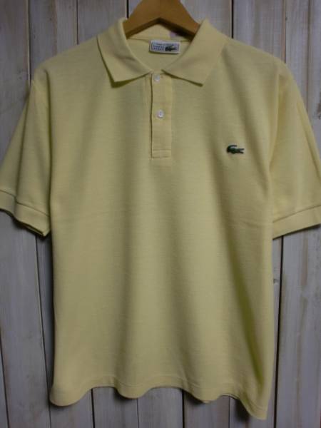 仏製フレンチラコステ 鹿の子ポロシャツ黄③ビンテージ