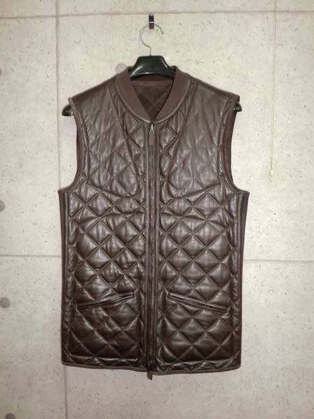 ☆希少☆ＧＵＣＣＩ☆キルティング☆レザーベスト☆４８☆茶☆
