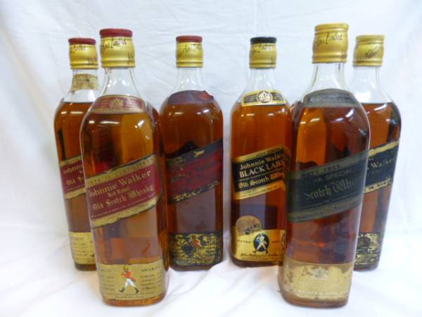 ジョニーウォーカーブラック・レッドレーベルボトル6本セット○