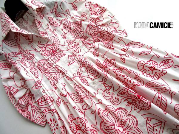 ナラ カミーチェ/フラワープリント 七分袖シャツチュニック