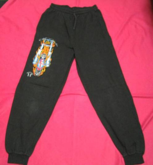 即決 ★ 90年代 ビンテージ ★ Hells Angels ヘルズエンジェルス ★ デンマーク ★ FTW バイク ファイヤー プリント ★ スエット パンツ