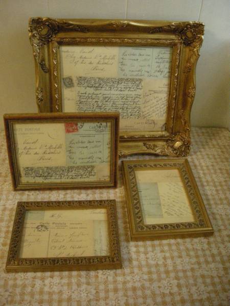即！上質*木製＊額縁*４個*洋書の雰囲気*ゴールド*アンティーク