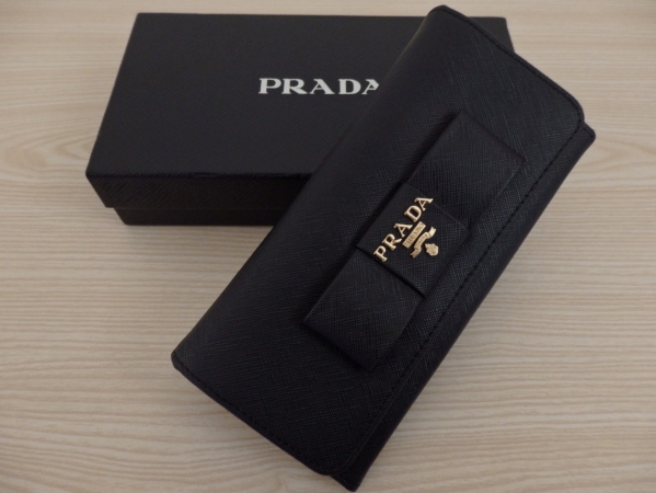 PRADA プラダ 本物 長財布 レザー リボン 新品 訳あり