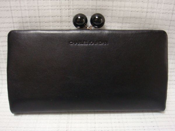 ☆美品☆シャルルジョルダン/長財布可愛いがま口牛革黒2