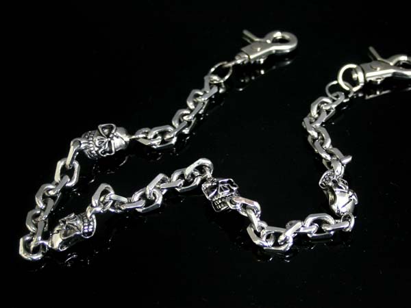 スターリンギアタイプ★4ヘッドスカルヘッドウォレットチェーン