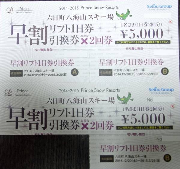 六日町八海山スキー場 リフト券 引換券 ☆送料無料☆ 六日