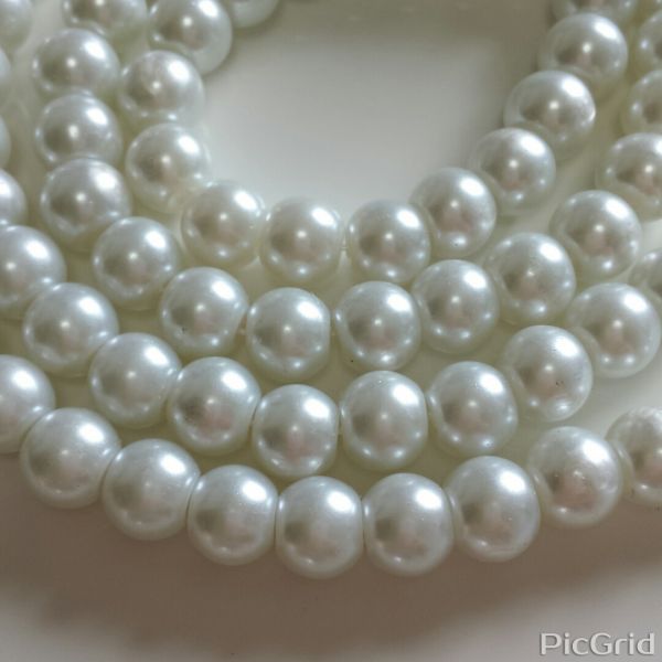 (22)送料140円*即決*6mmパールカラーガラスビーズ*ホワイト100個_1