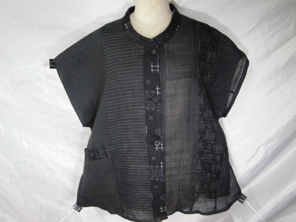工房D　古布リメイク 　　麻５種類のブラウス