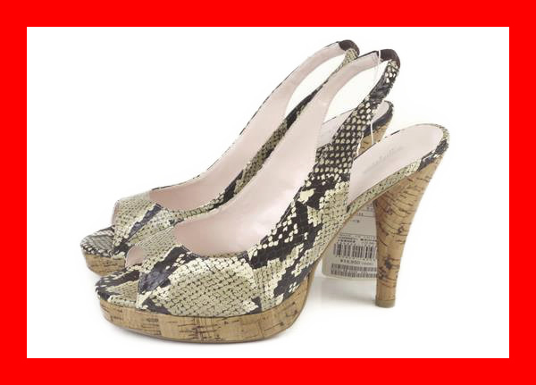 サンダル レディース バックストラップ ヘビ革 24.5 オンワード