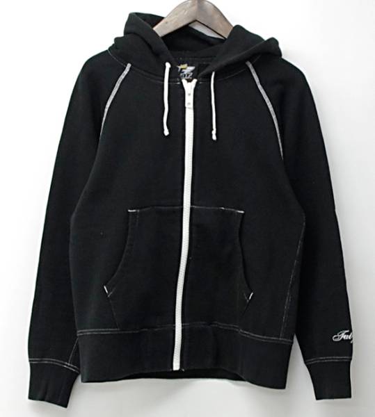 ☆FAT ラグランスウェットパーカーZIPPER TITCH M 黒 15040345