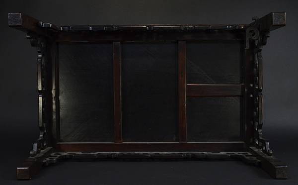 【夏】中国美術 唐木紫檀製 透かし飾 小机 テーブル 古玩 GYRK