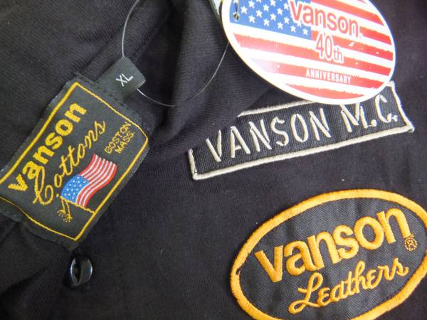 ☆バンソン/七分袖ポロ/ブラック/ＸＬ/ワッペン/プリント/美品☆