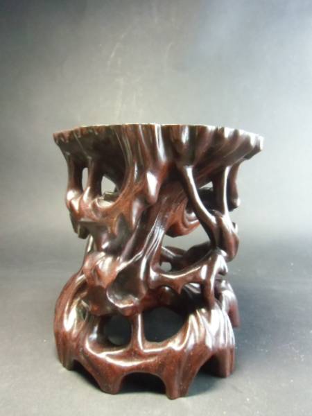 唐木　根雕花台/観賞石台