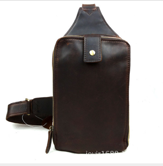 メンズ　レトロ ボディーバッグ　bag 本革　鞄　　チョコ