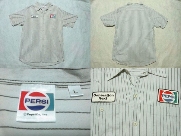 ★美U ペプシ PEPSI ストライプワークシャツ L ノベルティ