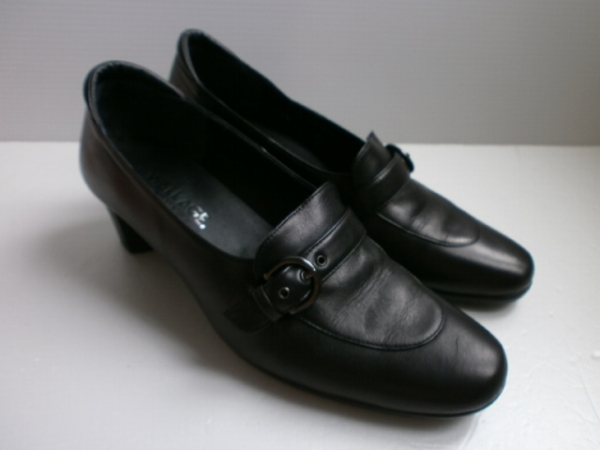 ★アシックス ワラッジ 本革パンプス 23EEE 黒