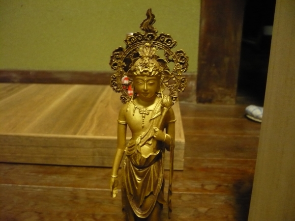 仏教美術 聖観世音菩薩 観音像 高村光雲 刻印 古銅 40cm 高村光雲