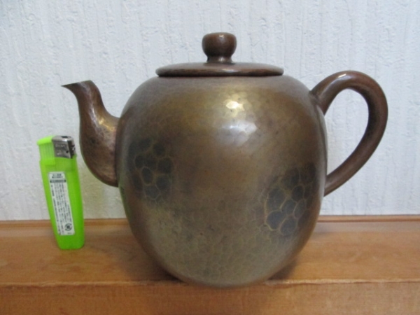 玉川堂　銅器　亀甲 銅製 亀甲紋 鎚起鋼器 玉川堂 水注 423．5g 【公式通販】