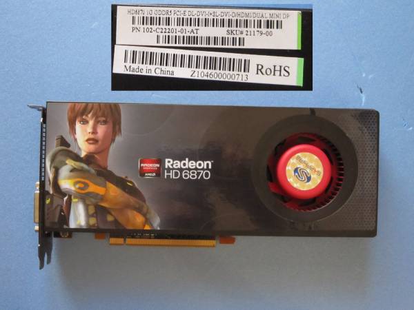 SAPPHIRE HD6870 1G GDDR5 　モニター出力確認済