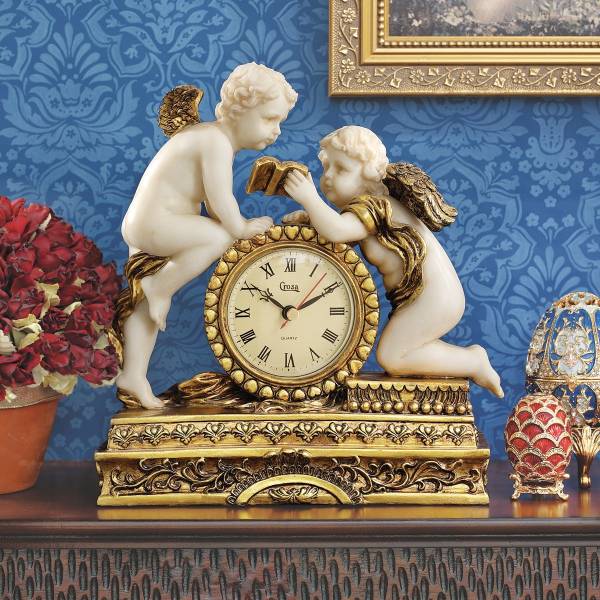 置時計 天使 逸品 フランス製 天使と女神のマントルピース時計 