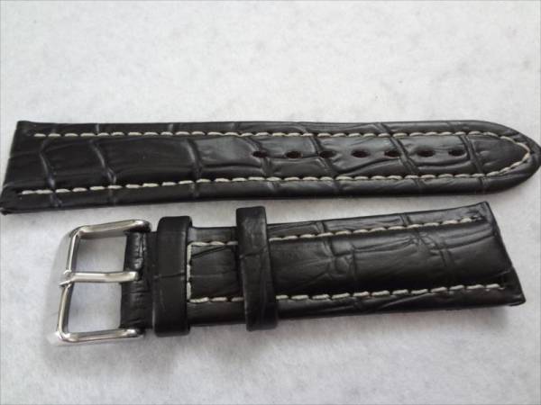 Hadley　RomaブライトリングStyle本革レザーベルト20mmバンド黒