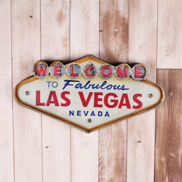 ○ブリキ ウェルカム看板 ラスベガスアメリカン雑貨メタルサイン