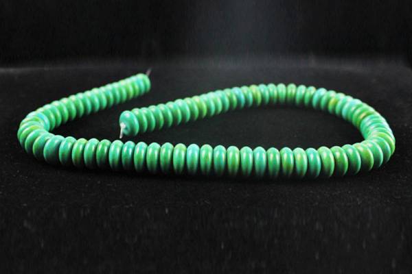 【木子】★天然貴石 細工打磨 青松石隔片 数珠 串珠★J082