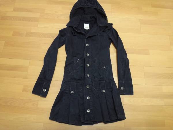 DIESEL ユーズド調フード付き女性用コート 黒 XS diesel（コート 