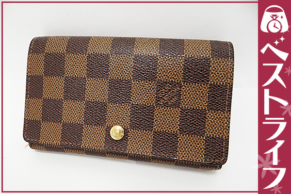 1円 本物 ヴィトン ダミエ L字ファスナー 二つ折り財布