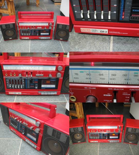 赤いラジカセ AIWA CA-3 ラジオOK カセットNG 難あり(ラジカセ