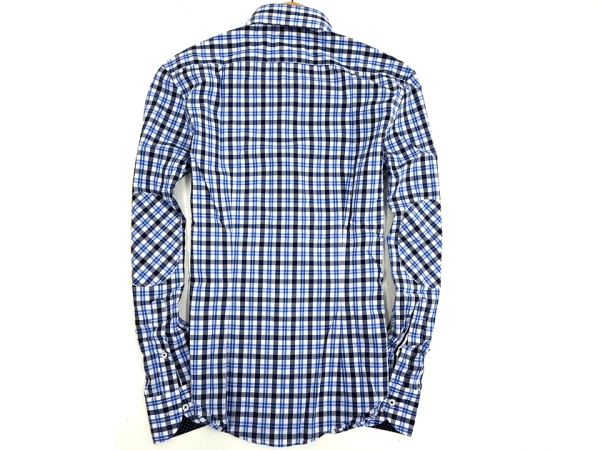 2.9万 新品 伊製 OFFICINE 裏地ドット チェック柄 長袖BDシャツ