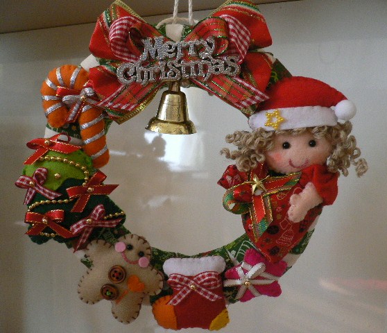 ★ハンドメイド★女の子サンタのクリスマスリース♪手作り★