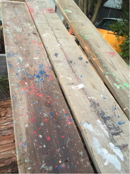 ペンキ跡多め足場板1950×240×35希少幅！送料無料